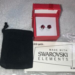 Swarovski Crystal Red silver stud earrings New in box & dust bag w/authenticty